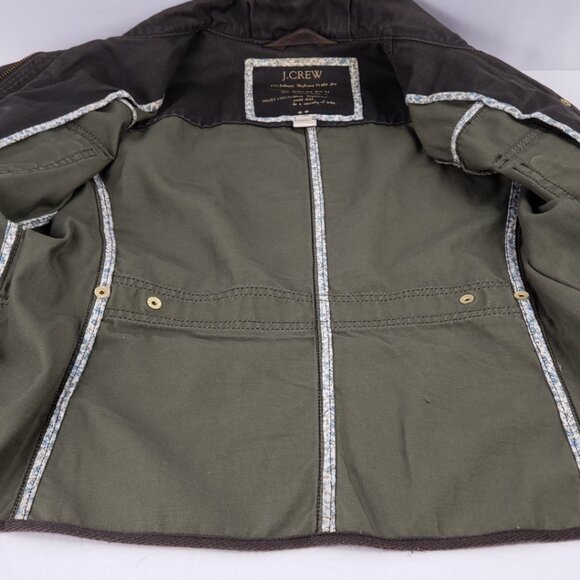 J Crew XS Army Olive Green Boyfriend Field Jacket Adjustable Womens Zipper Coat - Picture 11 of 16